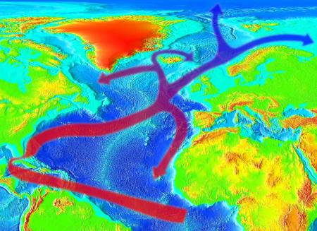 Zdroj: RedAndr – self-made, used map from http://www.ngdc.noaa.gov/mgg/image/2minrelief.html  CC BY-SA 4.0  https://cs.wikipedia.org/wiki/Golfsk%C3%BD_proud#/media/Soubor:Golfstream.jpg