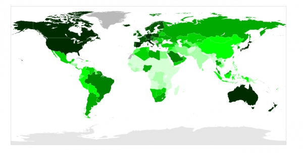 Autor: TastyCakes (talk) – self-made - An SVG version of previous PNG map. Used blank World Map here., Volné dílo, https://commons.wikimedia.org/w/index.php?curid=3814705