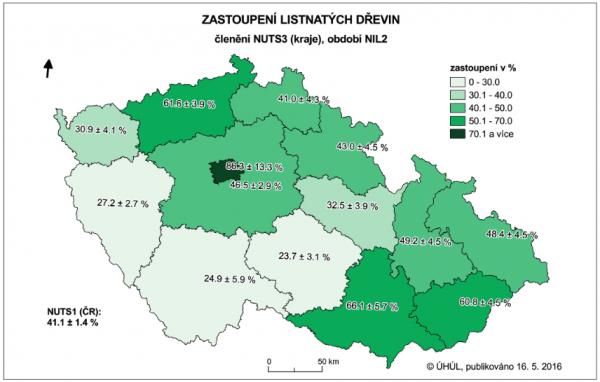 Ústav pro hospodářskou Úpravu lesů brandýs nad labem: Výstupy Národní  Inventarizace lesů uskutečněné v letech 2011–2015 dostupné na http://nil.uhul.cz/downloads/vysledky_projektu_nil2/zastoupeni_drevin_lp_cerven_2016.pdf