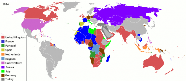 Andrei nacu / Public domain  https://commons.wikimedia.org/wiki/File:Colonisation_1914.png