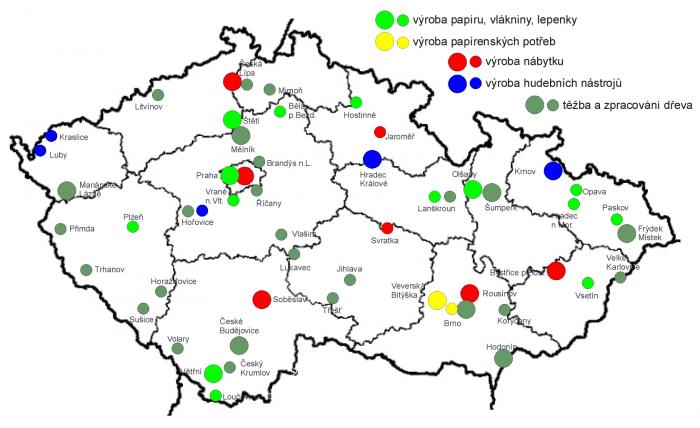 VK adaptováno podle http://ostrava-educanet.cz/svoboda/mapy/septima/CR/socioekonomicka/prumysl/drevarsky_papirensky_pr.jpg and  https://is.muni.cz/do/rect/el/estud/pedf/js13/geograf/web/pages/05-prumysl-podnikani.html
