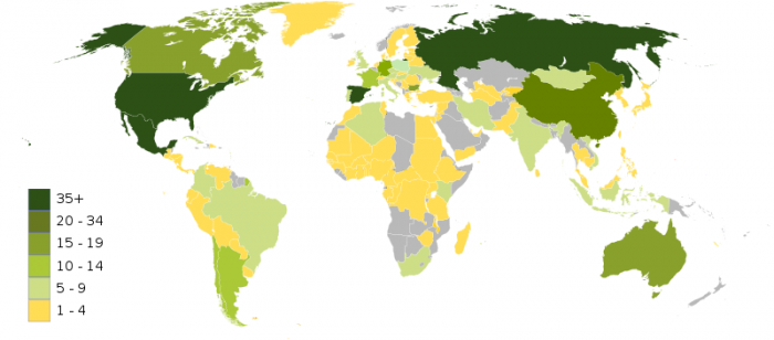 Autor: Mehmet Karatay, updates see below – Vlastní dílo – vectorised form of File:Biosphere_Reserves.png, using File:BlankMap-World6, compact.svg as a base., Volné dílo, https://commons.wikimedia.org/w/index.php?curid=3603331