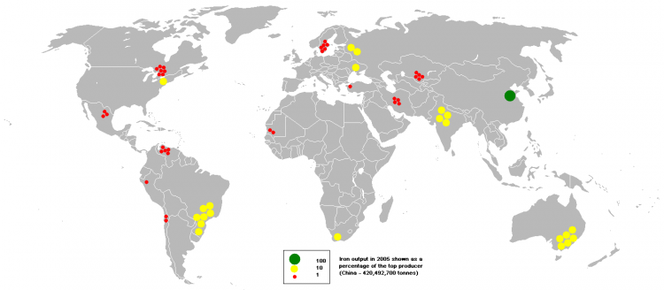 Anwar saadat at English Wikipedia / CC BY-SA (https://creativecommons.org/licenses/by-sa/3.0).  https://commons.wikimedia.org/wiki/File:2005iron_ore.PNG